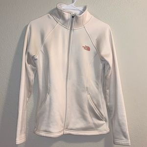The North Face off-white with peach logo zip up